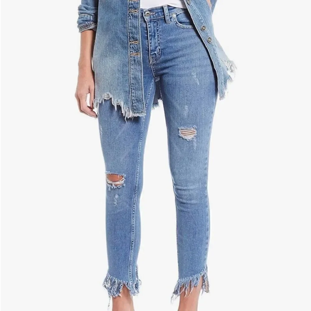 Free People We The Free Great Heights Frayed Skinny Jeans Size 25